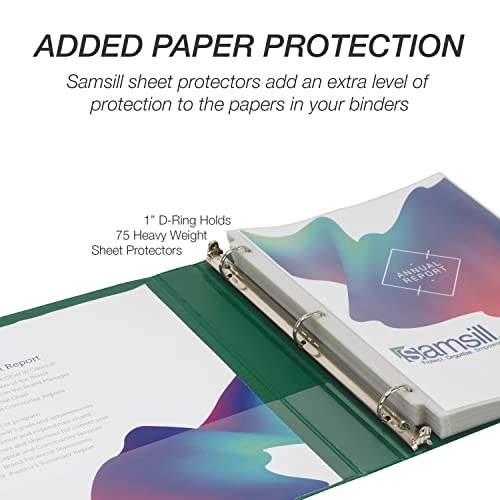 Samsill Durable 1 inch 3 Ring Binder, D Ring Binder, 100% Recycled Chipboard, Green - color: Green, size: 1 Pack, style: 1 Inch