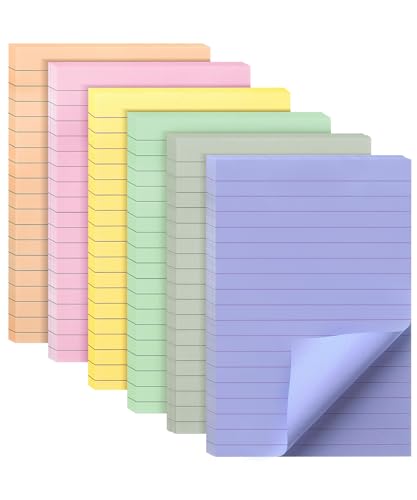 Mr. Pen- Lined Sticky Notes, 4" x 6", 6 Pads, 45 Sheets/Pad | Sticky Notes with Lines, Ruled Post Stickies, Memo Pads, Self-Stick Note Pad for Office, School, Home, Study - color: Morandi, size: 4 x 6 inches, 6 Pads