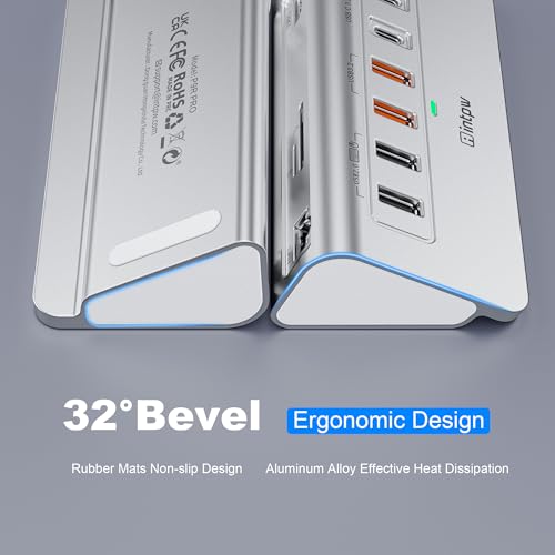 intpw 10-in-1 USB C Hub with Ethernet, 4K@60Hz HDMI, 10Gbps USB-C/USB-A, PD 100W, SD/TF, P9R PRO Docking Station for MacBook Pro/Air M1-M5, iPhone 17/16/15, iPad Pro, Windows - color: Silver Grey, size: 1.64ft