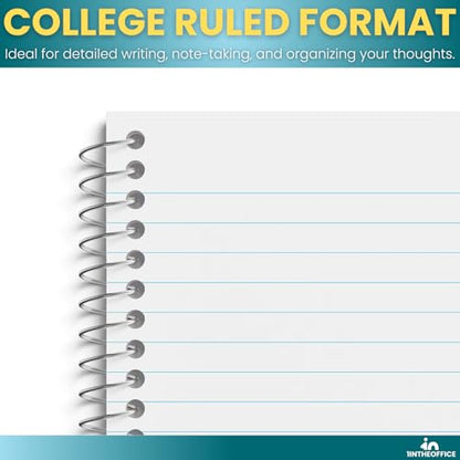 1InTheOffice Notepads 4x6 College Ruled, Assorted colors, 50 sheets/pad, 5 pack
