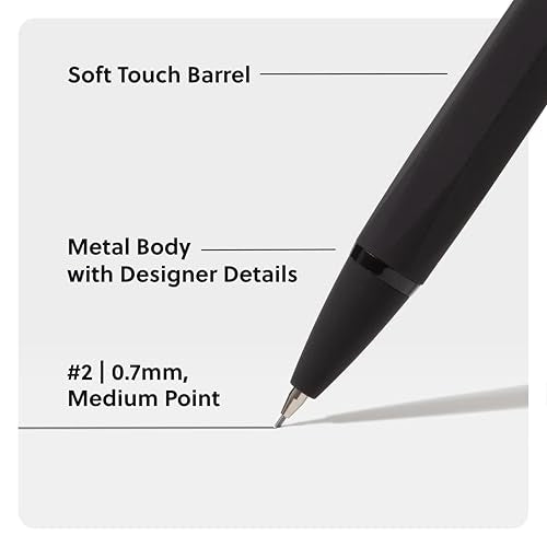 U Brands Cambria Mechanical Pencils, Set of 2, Midnight Black, Soft Touch, Medium (0.7 mm) Point, Lead and Eraser Refills - color: Midnight Black