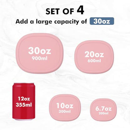 Anatole Silicone Food Storage Containers 4 Pcs Lunch Bento Box with Lids Leakproof Dishwasher Microwave Oven Freezer Safe BPA Free CPC Certified (30oz 20oz 10oz 6.7oz) - color: 4 Pack - Candy Pink