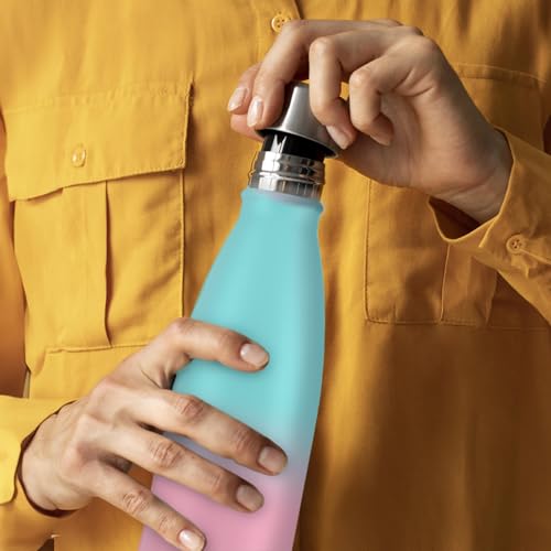 Mont-Clair Stainless Steel Water Bottle, Vacuum insulated - BPA Free, 12h Hot & 24h Cold Drinks, Metal Water Bottle 17 oz Leakproof, Ideal for Adult, Kids, Running - Gradient - Cyan & Pink - color: Gradient - Cyan & Pink, style: 17 Ounces
