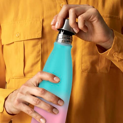 Mont-Clair Stainless Steel Water Bottle, Vacuum insulated - BPA Free, 12h Hot & 24h Cold Drinks, Metal Water Bottle 17 oz Leakproof, Ideal for Adult, Kids, Running - Gradient - Cyan & Pink - color: Gradient - Cyan & Pink, style: 17 Ounces