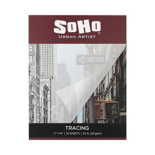 SoHo Urban Artist Vellum Tracing Paper Pad 11x14 - Translucent Vellum Paper for Drawing, Tracing, Different Media Types - size: 11x14