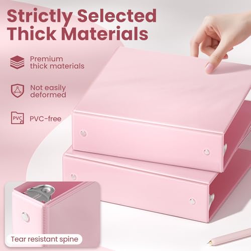SUNEE 5.1cm(2인치) 바인더 3링 6팩, 클리어 뷰 3링 5.1cm(2인치) 바인더, PVC 프리, 학교 또는 사무용품용, 파스텔 6가지 색상 - color: 파스텔 모음, size: 2인치