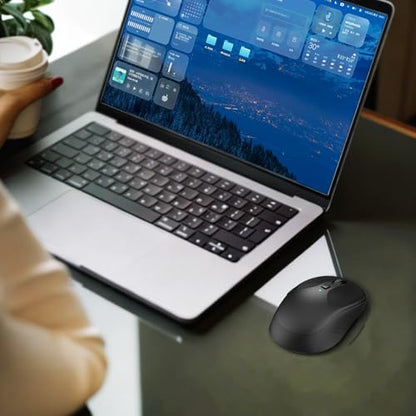Wireless Computer Mouse - Full-Size 2.4G USB Receiver Mouse, 6 Buttons with Back/Forward, 3 DPI Levels, Lightweight, Ambidextrous Design, Black (MKE 410)