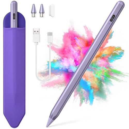 Stylus Pen for iOS&Android Touch Screens, Active Pencil for Samsung, Smart Digital Stylus Pens for Lenovo/Huawei/Vivo/Mi and Other Tablets, iPhone/Google Pixel Smart Phones Drawing&Writing (Purple) - color: Purple