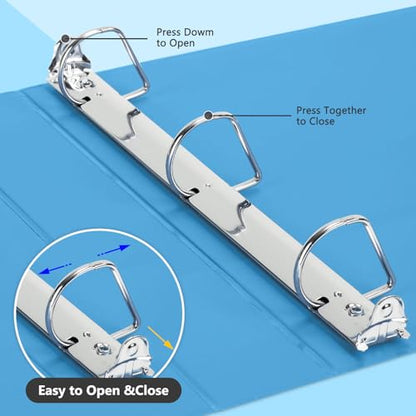 ViVin 튼튼한 3.8cm(1.5인치) 3링 바인더, 포켓 포함, 슬랜트 D 링, PVC 프리, 맞춤형 클리어 뷰 바인더, 21.6 x 27.9cm(8.5 x 11인치) 용지 350장 보관, 6팩 (라이트 블루) - color: 라이트 블루, size: 1.5인치