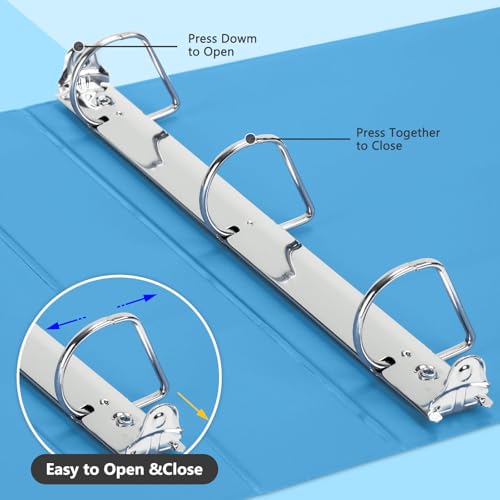 ViVin Sturdy 1.5 Inch 3 Ring Binder with Pockets, Slant-D Ring, PVC-Free, Customizable Clear View Binder,Holds 350 Sheets of 8.5" x 11" Paper, 6 Pack (Light Blue) - color: Light Blue, size: 1.5 Inch