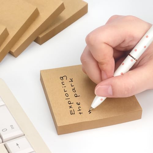 Sticky Notes 3x3 Self-Stick Notes Pads with 6 Bright Colors, Easy to Post for Office, School, Home, 6 Pads/Pack, 100 Sheets/Pad(Kraft Paper) - color: Kraft Paper