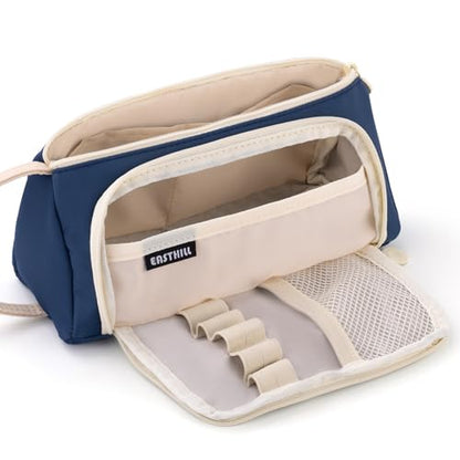 EASTHILL Big Capacity Pencil Case Pouch Pen Case Simple Stationery Bag School College Office Organizer for Teens Girls Adults Student - color: Navy XW