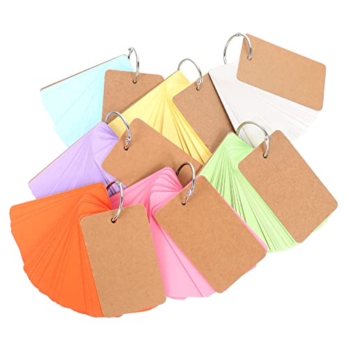 Angoily 350-Count Blank Memo Cards Binder Rings Multi-Colored Hand Painting Flashcards Loose-Leaf Note Pads for DIY Projects Suitable for Study and Organization