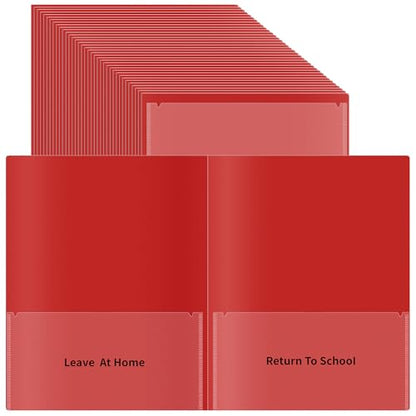 36 Pcs Parent Teacher Communication Folder with Clear Front Pocket, 2 Pocket Home School Folders Take Home Homework Folder for Students Classroom (36, Red) - color: Red