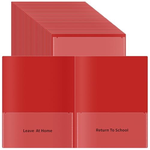 36 Pcs Parent Teacher Communication Folder with Clear Front Pocket, 2 Pocket Home School Folders Take Home Homework Folder for Students Classroom (36, Red) - color: Red