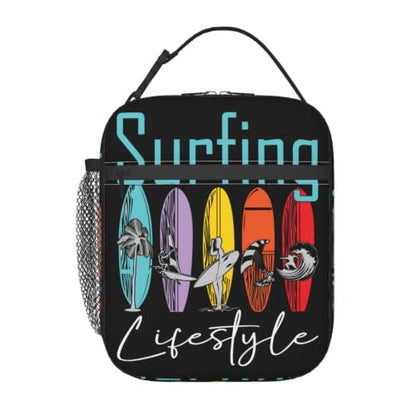 Surfing Lifestyle Surfboard Lunch Bag 10In | Insulated Lunch Box Reusable Tote Bag For Picnic Office For Women Men - color: Style 9