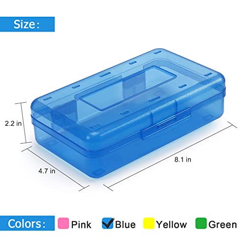 Tamaki 1 Pack Plastic Pencil Box Large Capacity, Blue | Clear Boxes with Snap-tight Lid Stackable Design and Stylish Office Supplies Storage Organizer - color: Blue