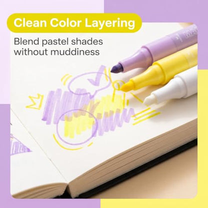 Erasable & Dual Tip Highlighter Set, 2-in-1 Combination Pastel Highlighters, No Bleed Markers for Bible Study, School Office Supplies