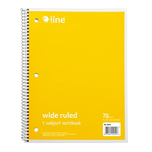 1-Subject Notebook, Wide Ruled, Yellow, Case of 24 (22040-CT) - color: Yellow