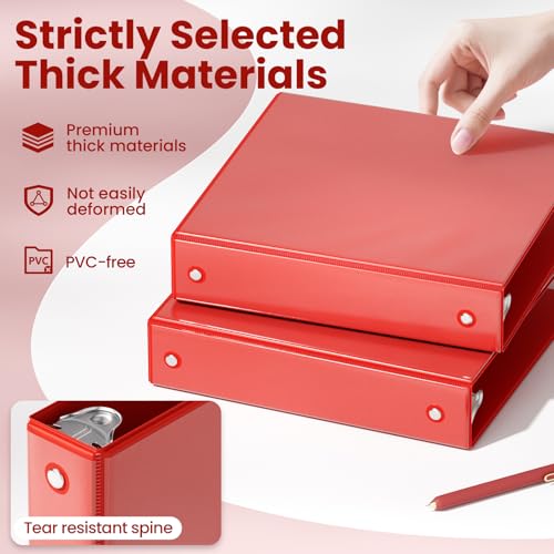 SUNEE 3.8cm(1.5인치) 바인더 3링 6팩, 클리어 뷰 3링 3.8cm(1 1/2인치) 바인더, PVC 프리, 학교 또는 사무용품용, 클래식 6가지 색상 - color: 클래식 모음, size: 1.5인치