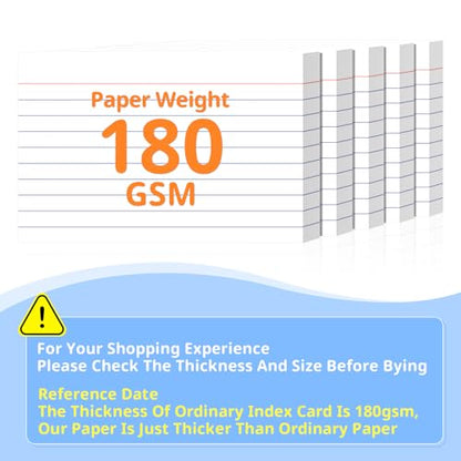 Index Cards 4x6, White Flash Cards, Lined Flashcards Notecards | Note Cards for Studying, 180GSM Study Card, School Supplies, 200 Count, 5 Pack of 40 - color: White-6P, size: 4x6 Inch