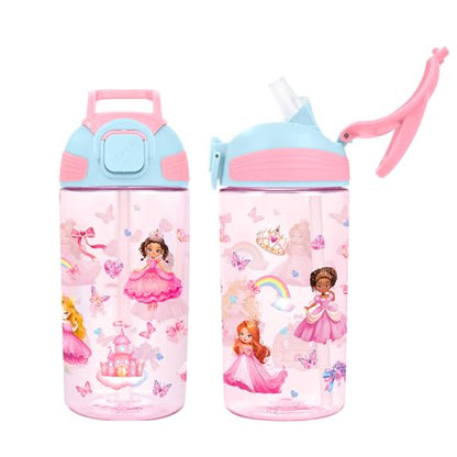 Kids Water Bottle with Straw BPA Free Kids Plastic Bottle for School Travel - color: Princess, size: 18.6 Ounces