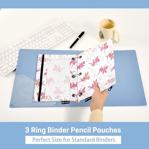 2 Pack Pencil Pouches for 3 Ring Binder Cute Fairy Silhouettes Zipper Pencil Case Bags with Clear Window for Classroom School Office Supplies - color: Cute Fairy