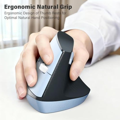 MOFII Wireless Ergonomic Keyboard & Mouse Combo – Split Curved Keyboard with Wrist Rest (All-Day Comfort) + Wireless Vertical Ergonomic Optical Mouse, Compatible with PC/Laptop/Desktop- Blue Gradient - color: Blue Gradient