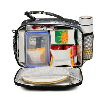 MNSRUU Student Lunch Bag Black Cat Insulated DinnerTotes Picnic Bag Lunch Box with Adjustable Shoulder Strap for Teen Kids Adults - color: Cat I0685