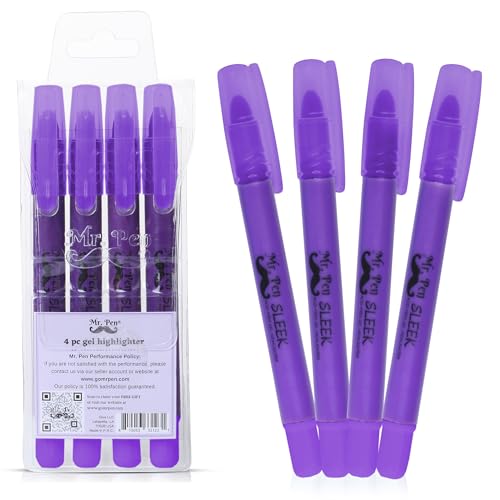 Mr. Pen No Bleed Gel Highlighter, Bible Highlighters, Purple, Pack of 4 | Bible Highlighters and Pens No Bleed, Bible Markers for Study, Journaling, School Supplies and Accessories - color: Purple