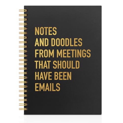 Notes and Doodles from Meetings Black Golden Horizontal Lined Spiral Notebook, Funny Spiral Journal Gifts for Women Men Coworker Boss Employee, Sarcastic Office Notepad for Work Friend - style: Notes