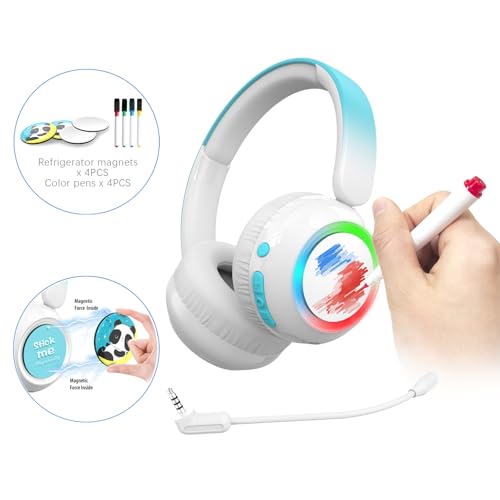 Kids Bluetooth Headphones, Lightweight Wireless Headphones for Kids, 75/85/94dB Volume Limited, Bluetooth 5.4, Over-Ear Toddler Headsets Detachable Mic fot School/Travel/Tablet (Panda) - style: Panda