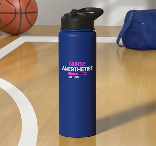 nurse anesthetist loading - future crna nursing student Stainless Steel Insulated Water Bottle - color: Royal Blue