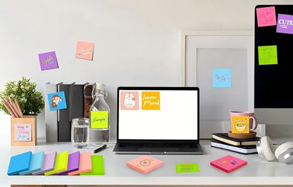 24 Pads Sticky Notes 3x3,Self-Stick Mini Notepad 100 Sheet/Pad Total 2400 Sheets, Office Supplies Vibrant Bright 12-Colors (Bright 3x3 12 Colors) - color: Bright 3x3 12 Colors