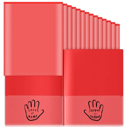 Henoyso 24 Pcs School to Home Folder with Pocket Plastic Heavy Duty Clipboard Folder with Clear Front Pocket Homework Take Home Folders for School Students Parent Teacher Communication(Red) - color: Red