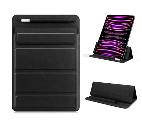 8-11 inch Tablet Sleeve Case with Pen Holder, Slim PU Lightweight Universal case with Foldable Stand for iPad 10th Generation 2022, iPad Pro 11, iPad mini6, Galaxy Tab S9/A9 Plus/A8 etc Black - color: Black