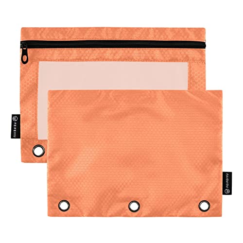 Binder Pouches,Coral Pencil Pouch for 3 Ring Binder 2 Pack Clear Pencil Bag with Zipper for Office School Supplies - color: Coral