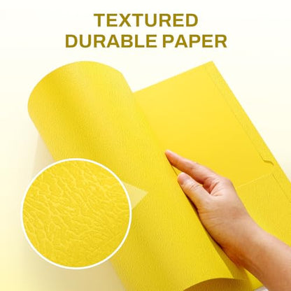 SUNEE Folders with Pockets, 50 Pack File Folders with Business Card Slot, Textured Paper, Fit Letter Size Paper, Paper File Folder for School Office Home Business, Yellow - color: Yellow