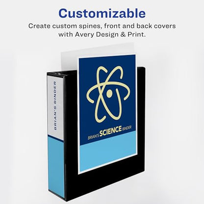 Avery Heavy-Duty View 3 Ring Binder, 3" One Touch Slant Rings, Holds 8.5" x 11" Paper, 1 Light Blue Binder (05601) - size: 3"
