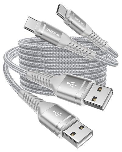 USB C to C Cable 6FT 2Pack, USB C to USB C Cable Fast Charging iPhone USB C | Cable Durable Braided USB Type-C Charger Cord for iPhone 17/16/15, Samsung S26 S25 S23, Laptop, MacBook Pro/Air-Silver - color: Silver, size: 6FT