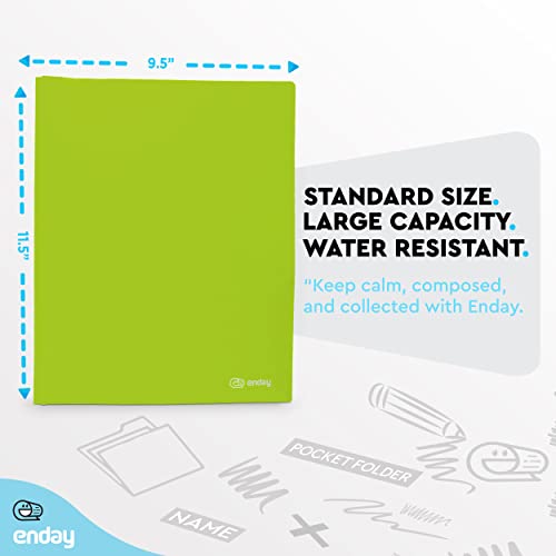 Plastic Folders with Pockets and Prongs Green - Two Pocket Folder with Brads - 3 Prong Folders with Pockets for Letter Size Sheets, Also Available in Blue, Purple, Red, Pink, and Grey, 1 Pc –by Enday - color: Green, size: 1