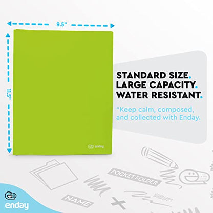 Plastic Folders with Pockets and Prongs Green - Two Pocket Folder with Brads - 3 Prong Folders with Pockets for Letter Size Sheets, Also Available in Blue, Purple, Red, Pink, and Grey, 1 Pc –by Enday - color: Green, size: 1
