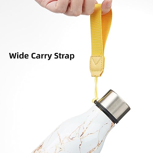 Konokyo 18 oz Insulated Stainless Steel Metal Water Bottle with Strap - color: Marble-Amber, size: 18 Ounces