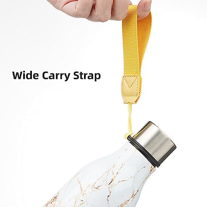 Konokyo 18 oz Insulated Stainless Steel Metal Water Bottle with Strap - color: Marble-Amber, size: 18 Ounces