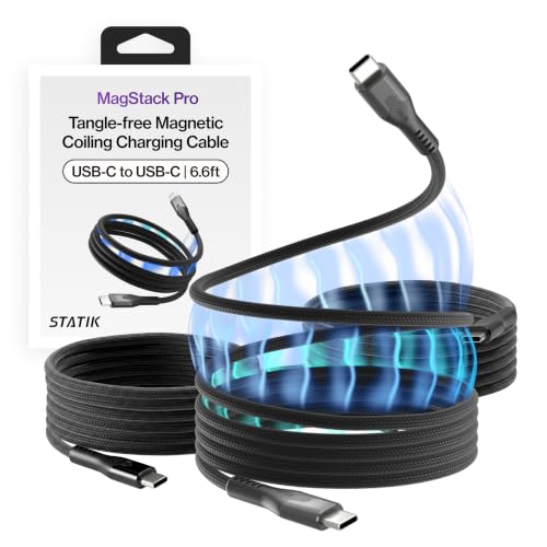 Statik MagStack Pro USB C to USB C Cable, Clutter-Free Magnetic Type C Charger Fast Charging Cord, Magnetic Charging Cable, Compatible with iPhone, iPad & Android, 100W 6FT, 3-Pack - color: Black, size: 6ft (3 Pack), style: USB-C to USB-C