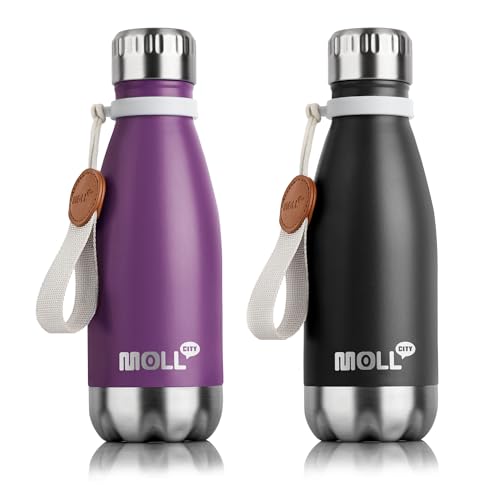 kids Water Bottle-9 oz Stainless Steel Vacuum Insulated Water Bottle for School, Leak Proof Cola Shape Travel Small Water Flaskfor Boys (Dark Purple-Black) - color: Dark Purple-Black, size: 9 Ounces