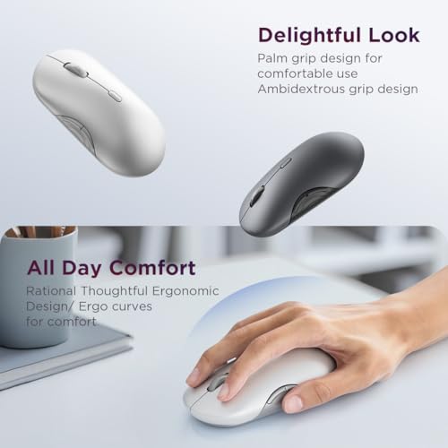 Lenovo 700 Multi-Device Wireless Mouse, Bluetooth or 2.4 GHz USB-A Connection, Connect up to 3 Devices, 36 Month Battery Life, Seashell - color: Seashell