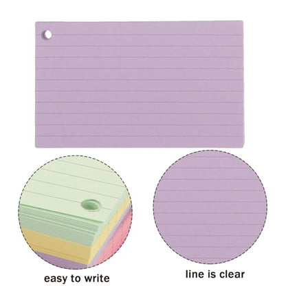 Cabilock Multi-purpose Blank Note Cards with Binder Ring Lined Index Cards Flash Cards Blank for English Learning and Memory Improvement