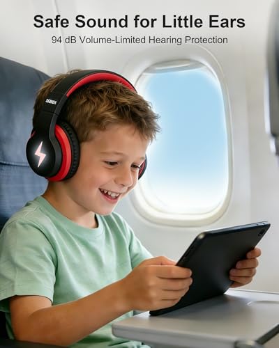 seenda Kids Bluetooth Headphones, JCH-01 Kids Wireless Headphones for School, 85/94dB Volume Limited, 45H Playtime, 3 Lighting Modes, Built-in Mic Headset,Black&Red - color: Black&Red
