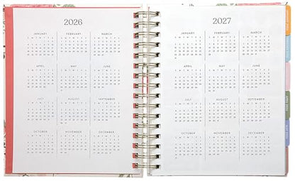 WORLD TRAVELER 2026 Planner Weekly & Monthly Hardcover Spiral Agenda | Hardcover Spiral Lay-Flat Binding, Weekly and Monthly Planning Pages, January to December 2026, 7x8.75 Compact Format - color: Multi/Floral